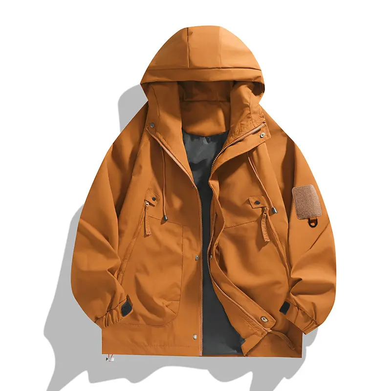 Spring Mens Bomber Cargo Jackets Men Lightweight Camping Windbreaker Hooded Coats Men Hiking Waterproof Rain Coat Clothing