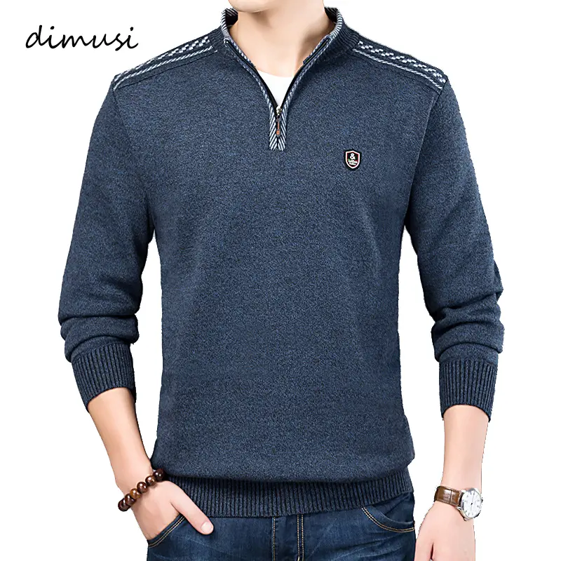 DIMUSI Autumn Winter Mens Sweater Casual Thick Warm Cashmere Turtleneck Pullover Men Slim Fit Classic Sweaters Knitwear Clothing