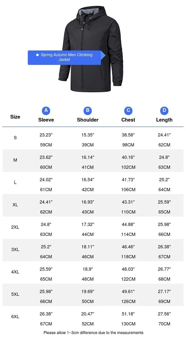Spring Autumn Mens Climbing Rain Jackets Outdoor Men Hiking Waterproof Hooded Coats Men Sports Windbreaker Jacket Clothing 6XL