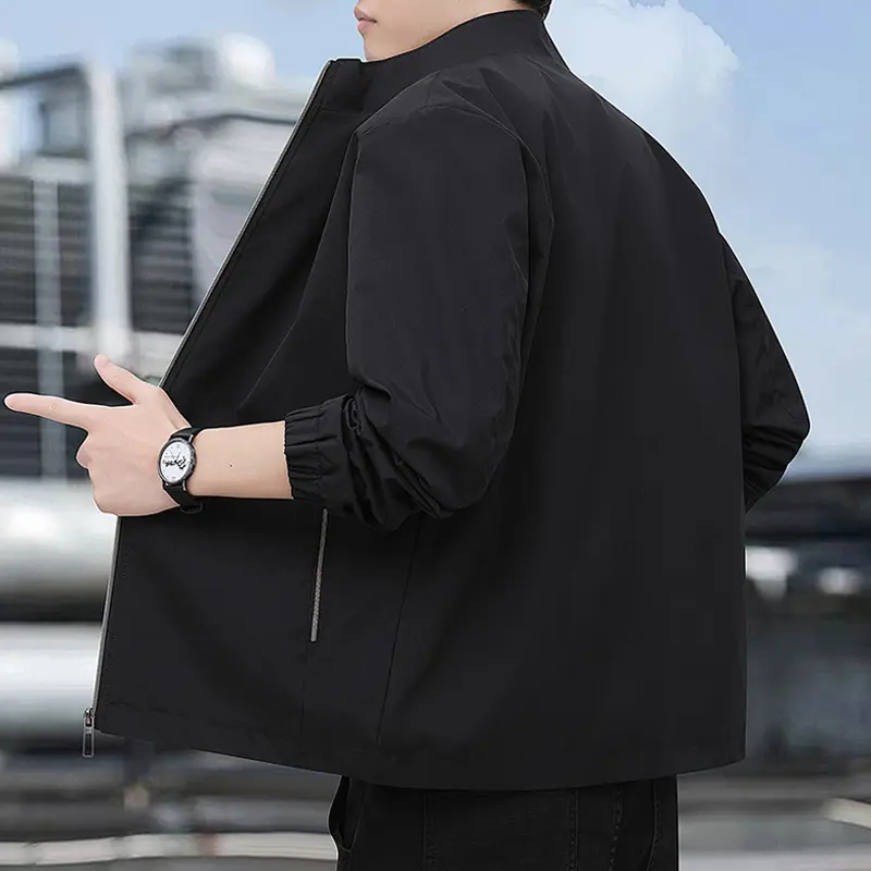 Spring Autumn Men's Business Blazer Fashion Men Stand Collar Windbreaker Coats Casual Teenager Sports Uniform Trench Jacket 5XL
