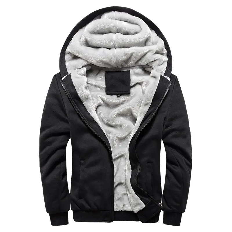 Winter Men's Warm Jacket Casual Men Fleece Lined Windbreaker Hooded Coats Mens Thicken Sports Cardigan Jackets Man Clothing