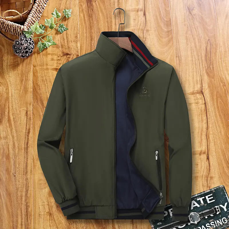 Spring Autumn Men's Both-Side Wear Bomber Jacket Fashion Men Sports Zipper Coats Outdoor Men Loose Business Jacket Clothing 5XL