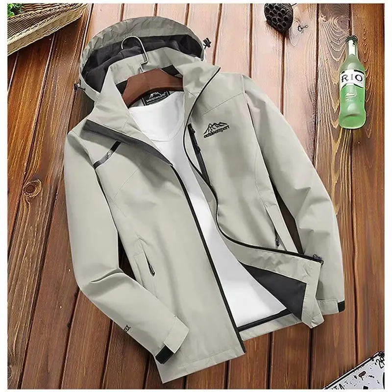 Mens Climbing Rain Jacket Casual Men Sports Tactical Windbreaker Jacket Mens Waterproof Breathable Hooded Coats Clothing