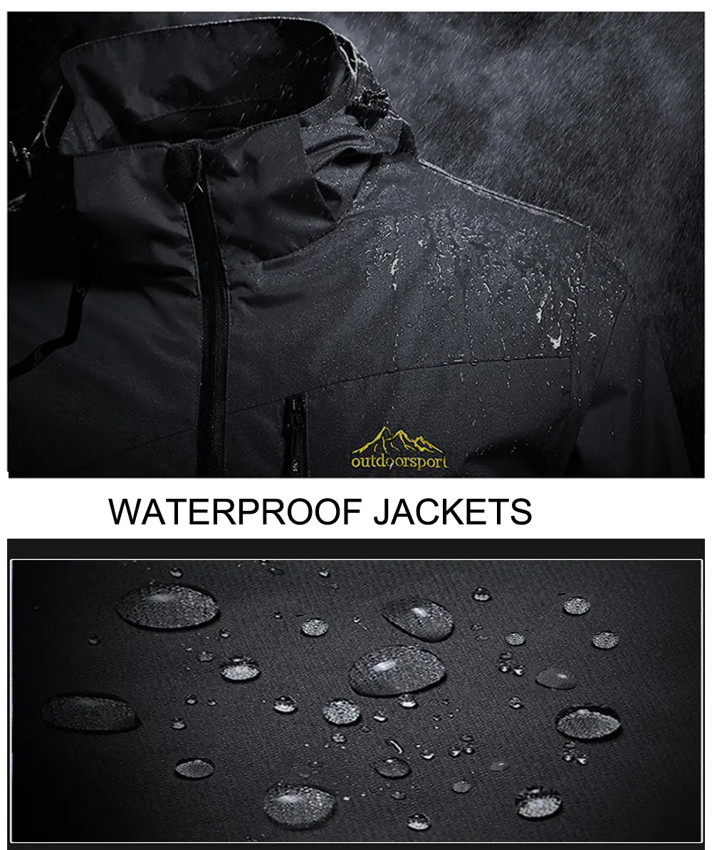 Mens Climbing Rain Jacket Casual Men Sports Tactical Windbreaker Jacket Mens Waterproof Breathable Hooded Coats Clothing