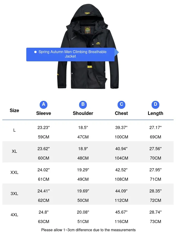 Mens Climbing Rain Jacket Casual Men Sports Tactical Windbreaker Jacket Mens Waterproof Breathable Hooded Coats Clothing