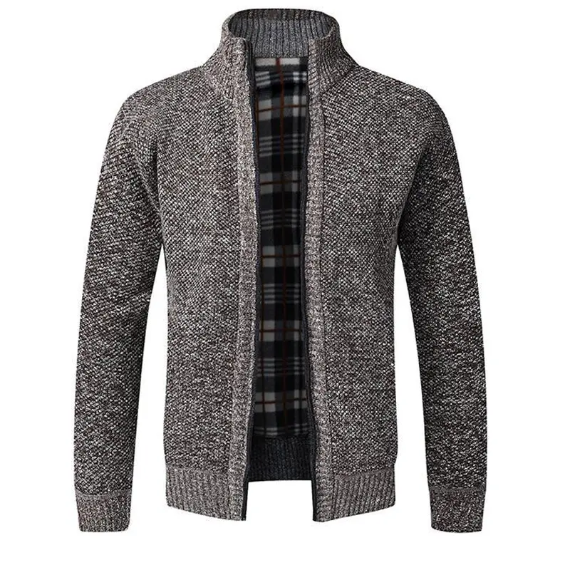 Winter Men Warm Cardigan Sweaters Jackets Fashion Men Stand Collar knitwear Sweaters Cardigan Coats Men Windbreaker Knit Jacket