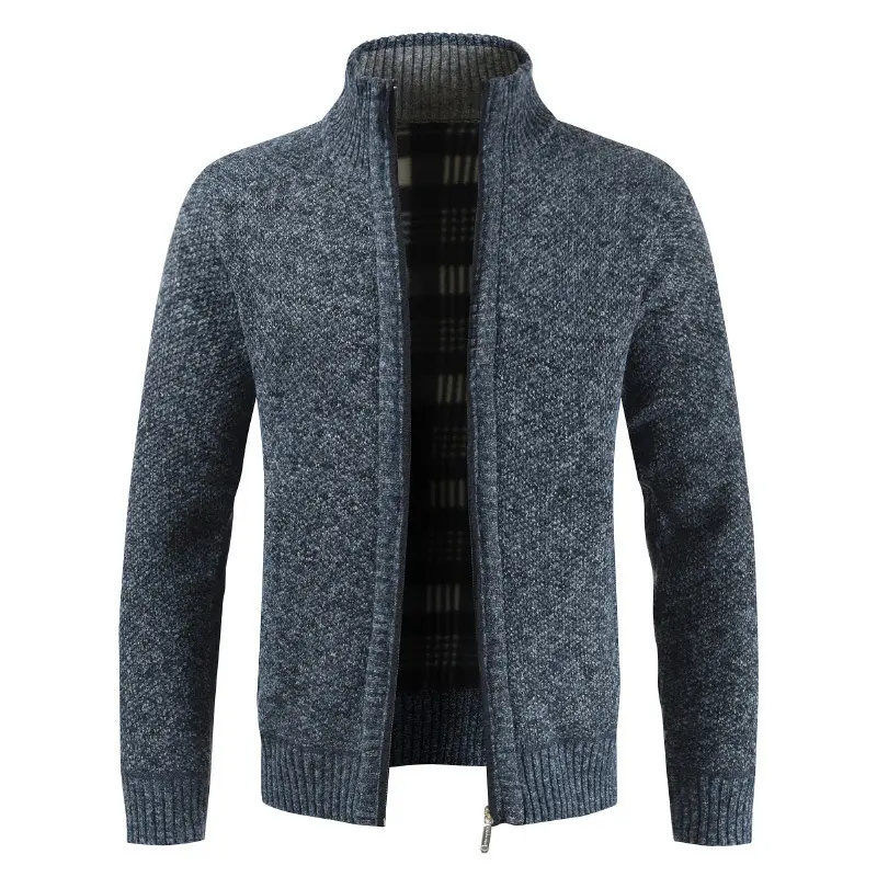 Winter Men Warm Cardigan Sweaters Jackets Fashion Men Stand Collar knitwear Sweaters Cardigan Coats Men Windbreaker Knit Jacket