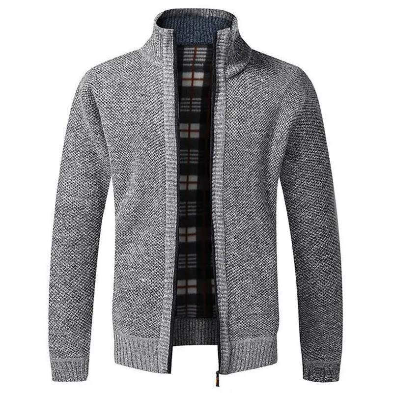 Winter Men Warm Cardigan Sweaters Jackets Fashion Men Stand Collar knitwear Sweaters Cardigan Coats Men Windbreaker Knit Jacket