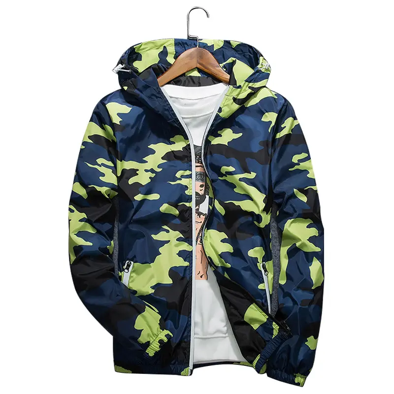 Spring Autumn Mens Camo Bomber Jackets Men stylish Reflective MA-1 Pilot Hooded Coats Men Sports Windbreaker Breathable Jackets