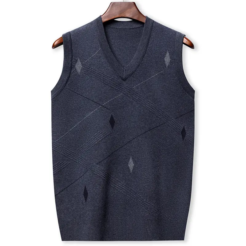 DIMUSI Autumn Men's Sleeveless Jacket Man Slim Fit V-Neck Collar Vest Jumper Knitted Waistcoats Men Pullovers Sweater Clothing