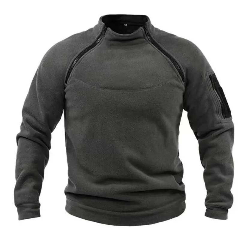 Autumn Winter Men's Fleece Warm Jackets Fashion Men Stand Collar Tactical Sweatshirts Men Outdoor Breathable Warm Hoodies Coats
