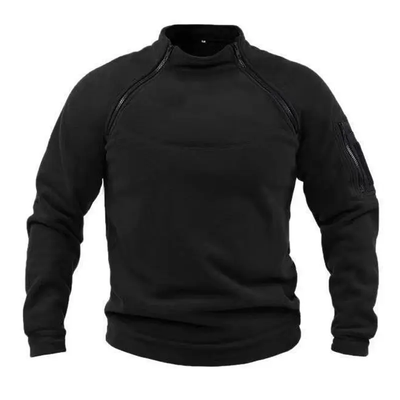 Autumn Winter Men's Fleece Warm Jackets Fashion Men Stand Collar Tactical Sweatshirts Men Outdoor Breathable Warm Hoodies Coats