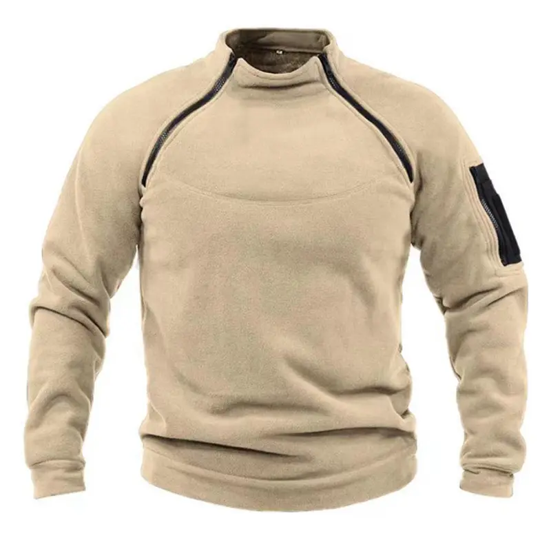 Autumn Winter Men's Fleece Warm Jackets Fashion Men Stand Collar Tactical Sweatshirts Men Outdoor Breathable Warm Hoodies Coats
