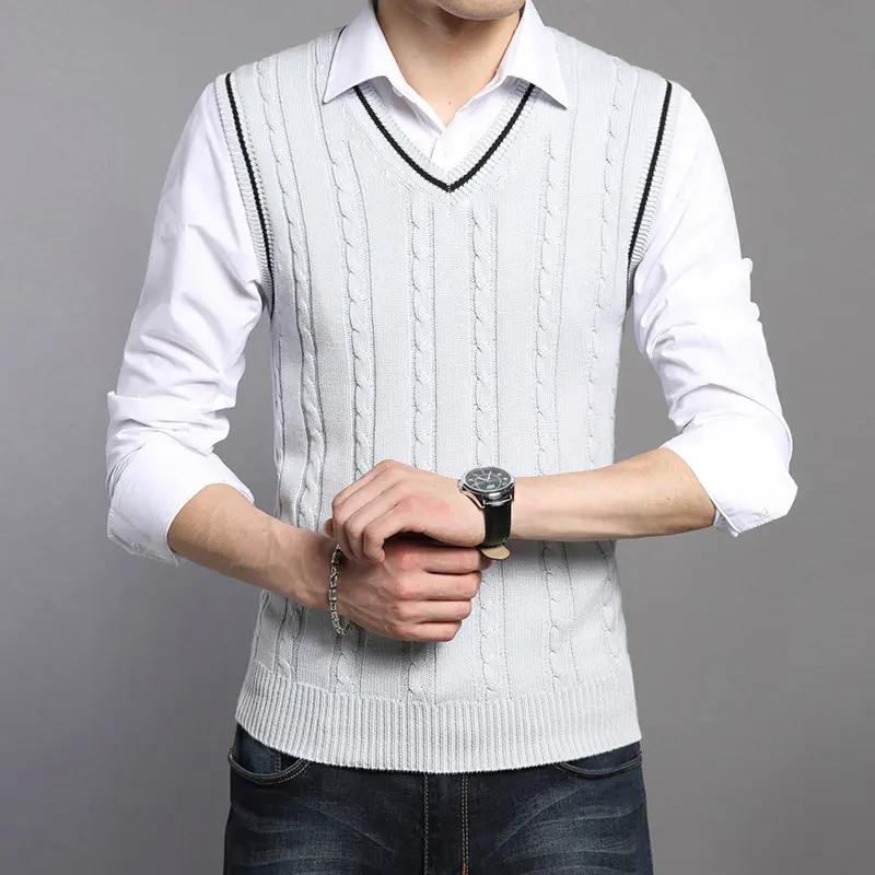 DIMUSI Winter Mens Vests Sleeveless Knitted Warm Waistcoats Casual Men Slim V-Neck Pullovers Uniform Sweater Vests Mens Clothing
