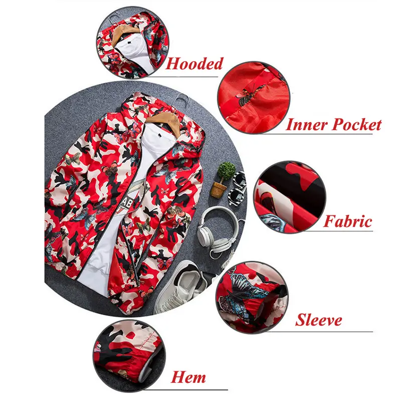 Autumn Men's Bomber Jackets Fashion Men Hip Hop Streetwear Zipper Hooded Coats Men Sports Breathable Windbreaker Aviator Jacket