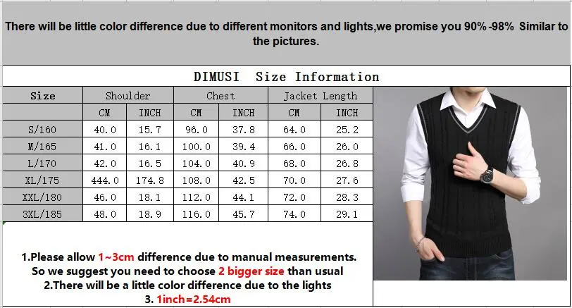 DIMUSI Winter Mens Vests Sleeveless Knitted Warm Waistcoats Casual Men Slim V-Neck Pullovers Uniform Sweater Vests Mens Clothing