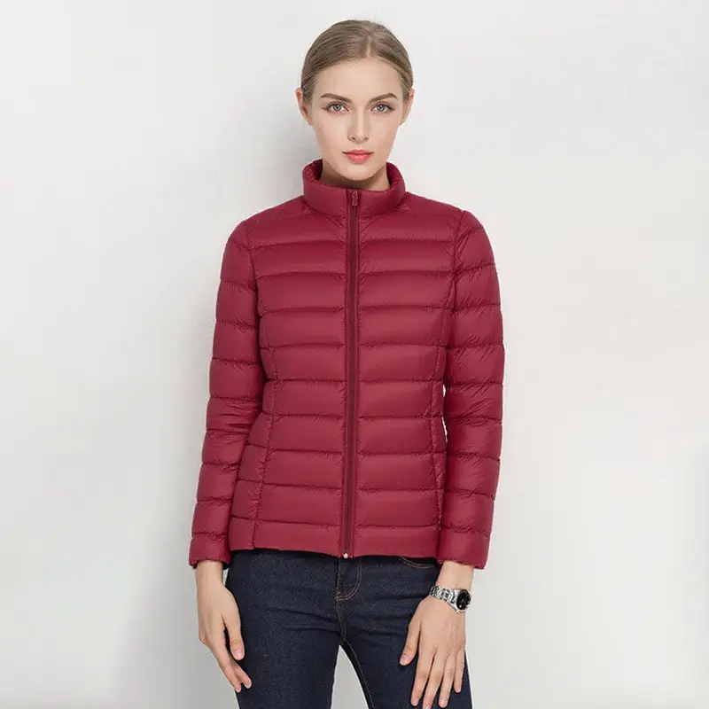 Winter Women Ultra Light Down Jackets Fashion Lady White Duck Down Coats Girls Stand Collar Windbreaker Warm Jackets Clothing