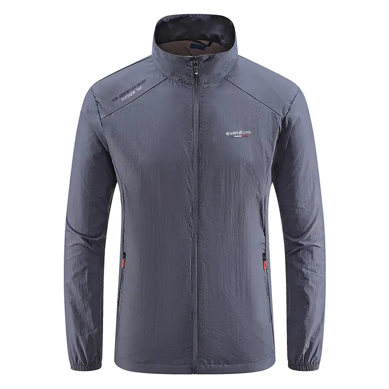 Spring Summer Men Sunscreen Skin Jacket Outdoor Men Lightweight Fishing Coats Men Stand Collar Hiking Sports Breathable Jackets