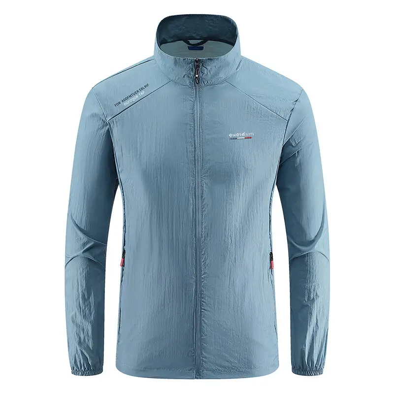 Spring Summer Men Sunscreen Skin Jacket Outdoor Men Lightweight Fishing Coats Men Stand Collar Hiking Sports Breathable Jackets