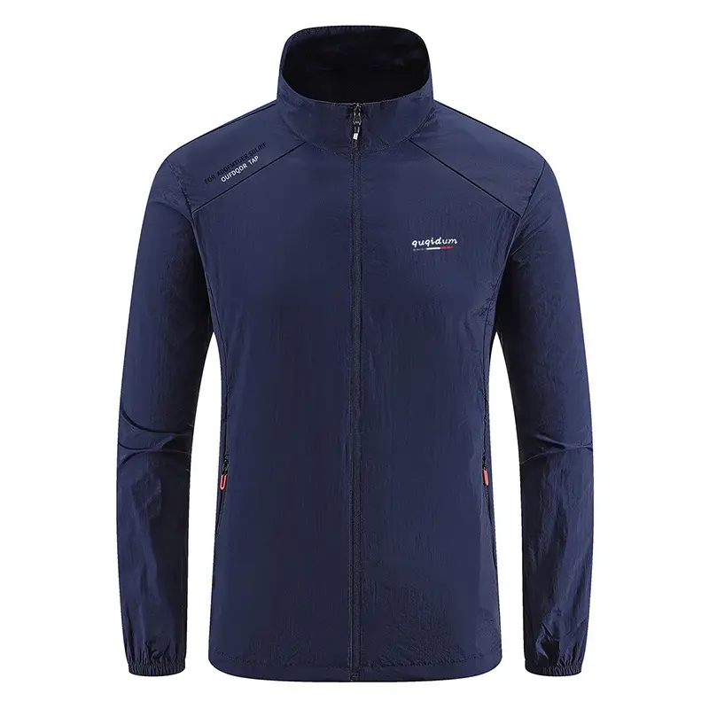 Spring Summer Men Sunscreen Skin Jacket Outdoor Men Lightweight Fishing Coats Men Stand Collar Hiking Sports Breathable Jackets