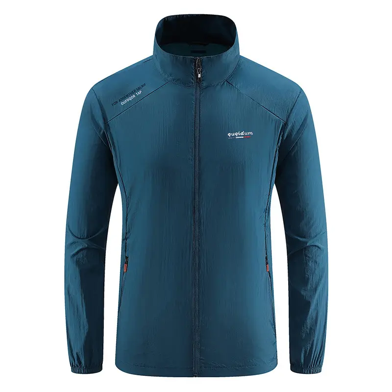 Spring Summer Men Sunscreen Skin Jacket Outdoor Men Lightweight Fishing Coats Men Stand Collar Hiking Sports Breathable Jackets