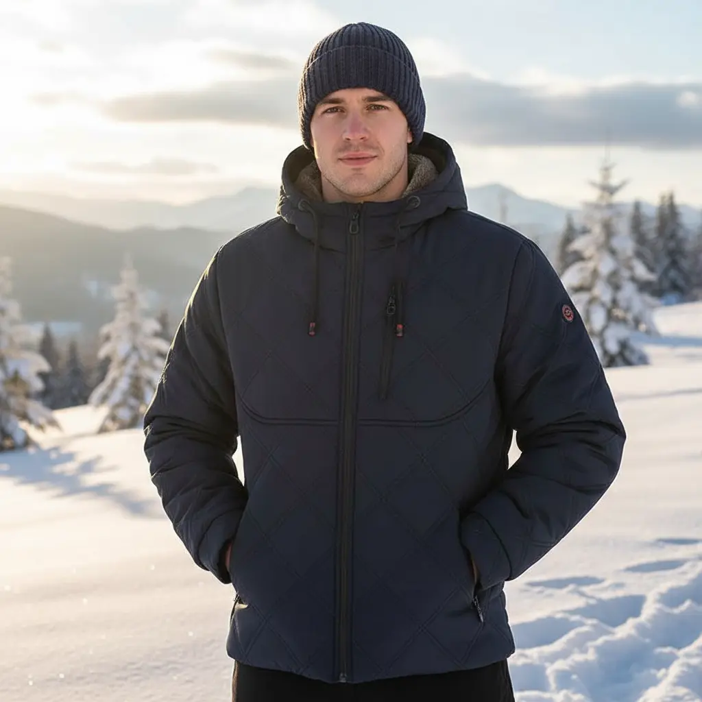 Winter Mens Warm Down Padded Jackets Outdoor Men Fleece Lined Thermal Hooded Parkas Men Cotton Snow Windbreaker Jacket Clothing