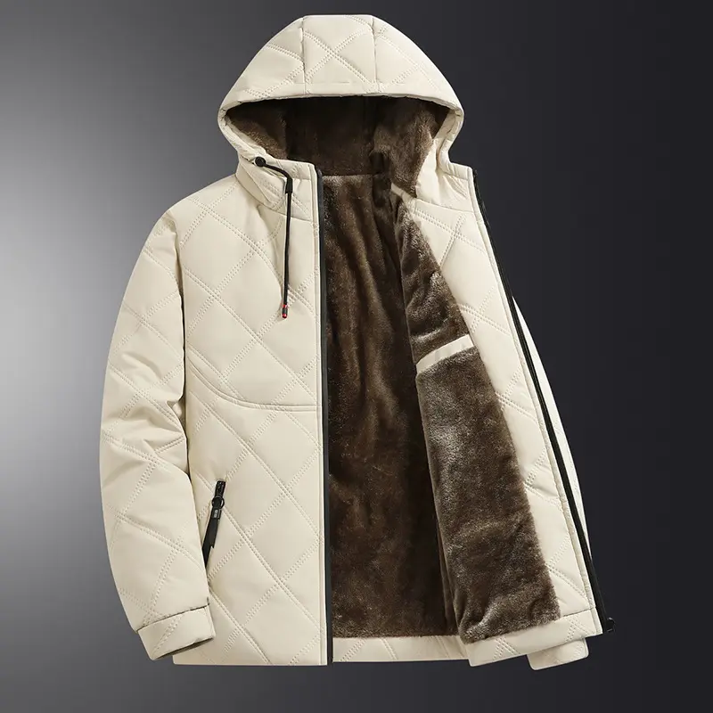 Winter Mens Warm Down Padded Jackets Outdoor Men Fleece Lined Thermal Hooded Parkas Men Cotton Snow Windbreaker Jacket Clothing