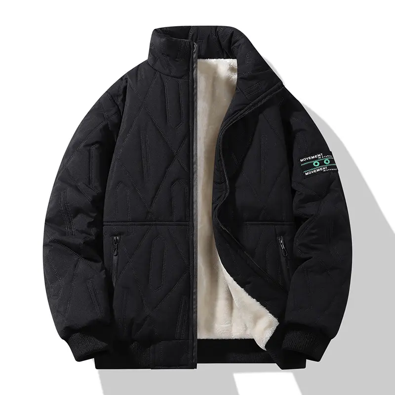 Winter Men's Warm Down Padded Jackets Fashion Men Fleece Thermal Parkas Coats Classic Men Stand Collar Thick Windbreaker Jackets