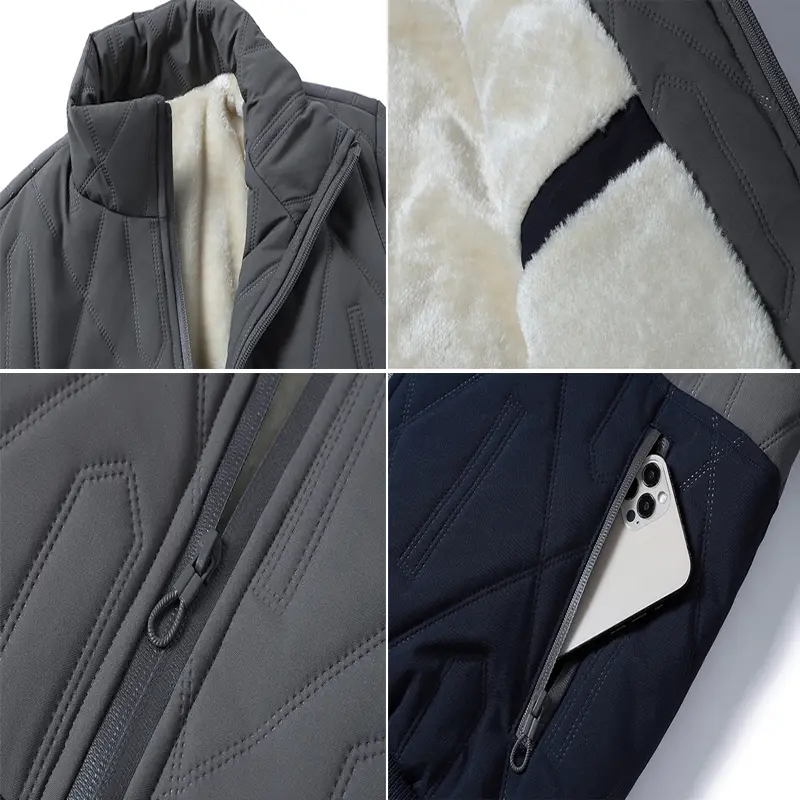 Winter Men's Warm Down Padded Jackets Fashion Men Fleece Thermal Parkas Coats Classic Men Stand Collar Thick Windbreaker Jackets