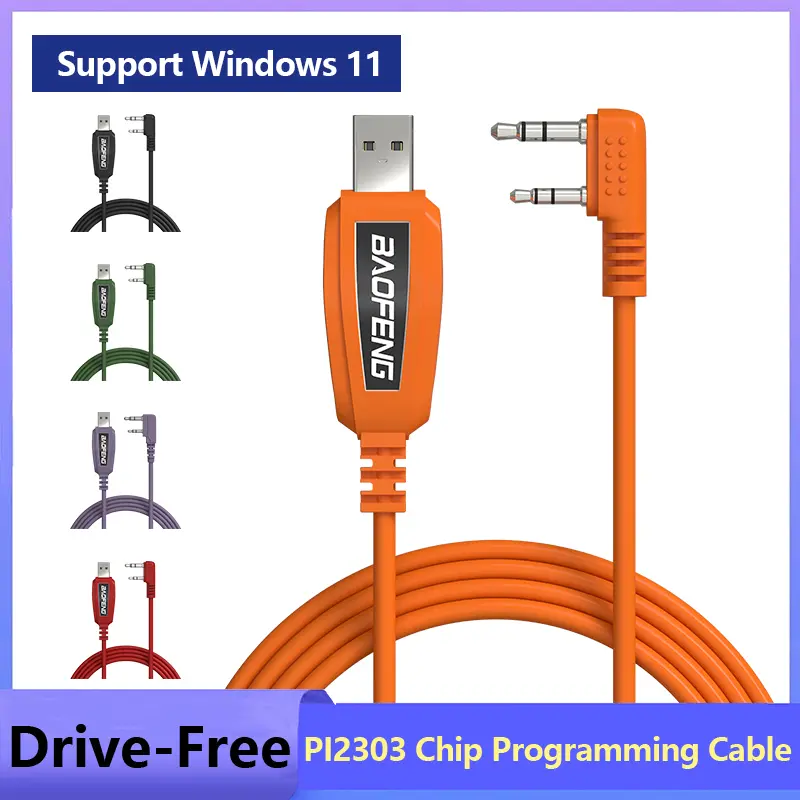 PL2303 Chip USB Programming Cable Baofeng  Support Window 11 for UV17 Pro GPS UV-21 Quansheng UV-K6 Driver Free Radio Accessorie