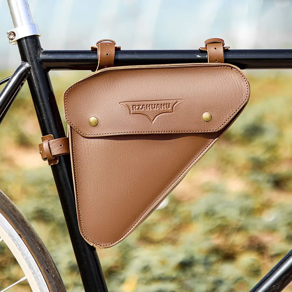 Bike Retro Triangle Bag Large Capacity Bicycle Front Frame Bag Bicycle Frame Storage Bag for Mountain Road Bike