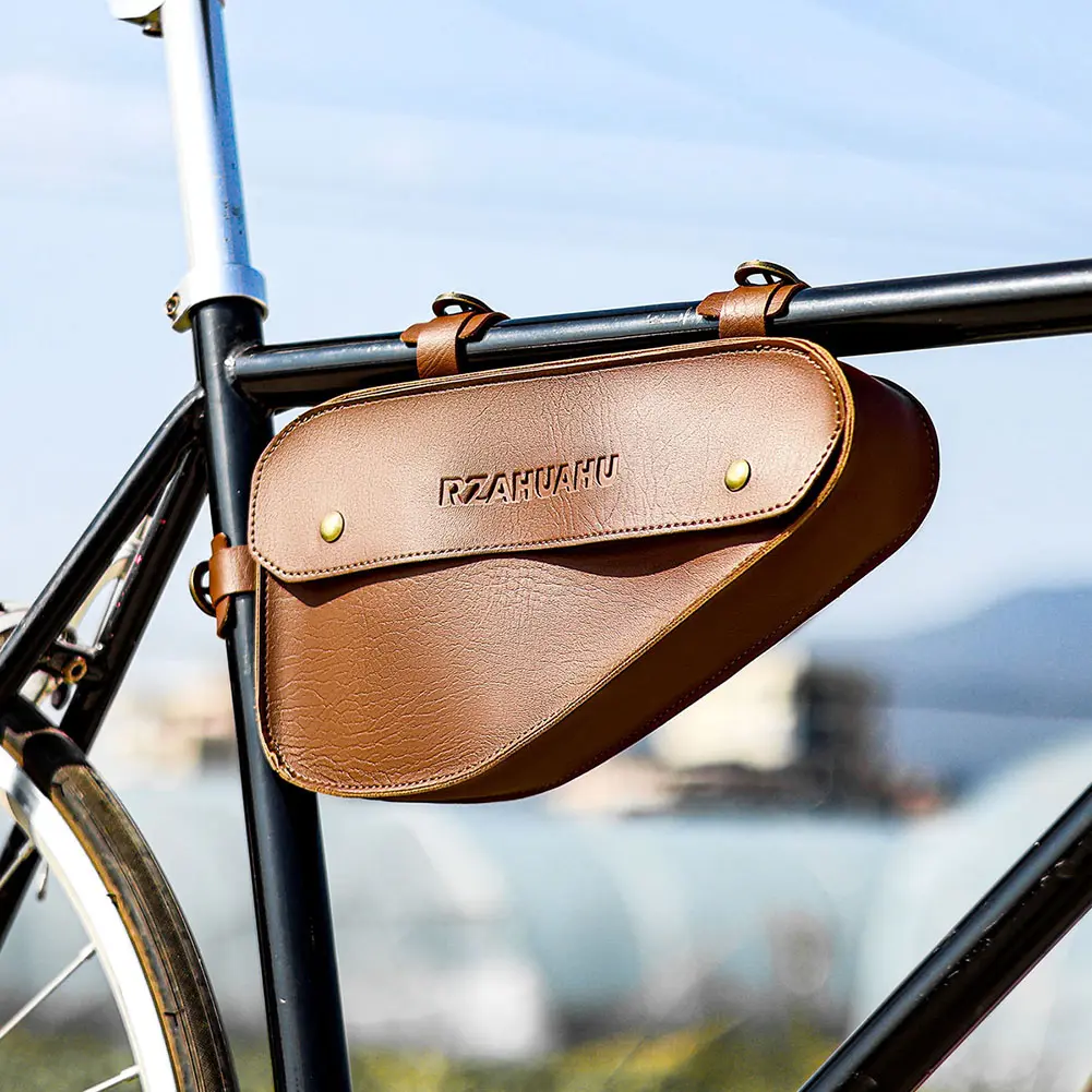 Bike Retro Triangle Bag Large Capacity Bicycle Front Frame Bag Bicycle Frame Storage Bag for Mountain Road Bike