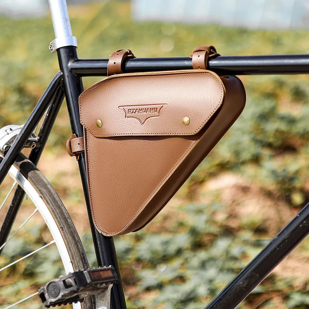Bike Retro Triangle Bag Large Capacity Bicycle Front Frame Bag Bicycle Frame Storage Bag for Mountain Road Bike