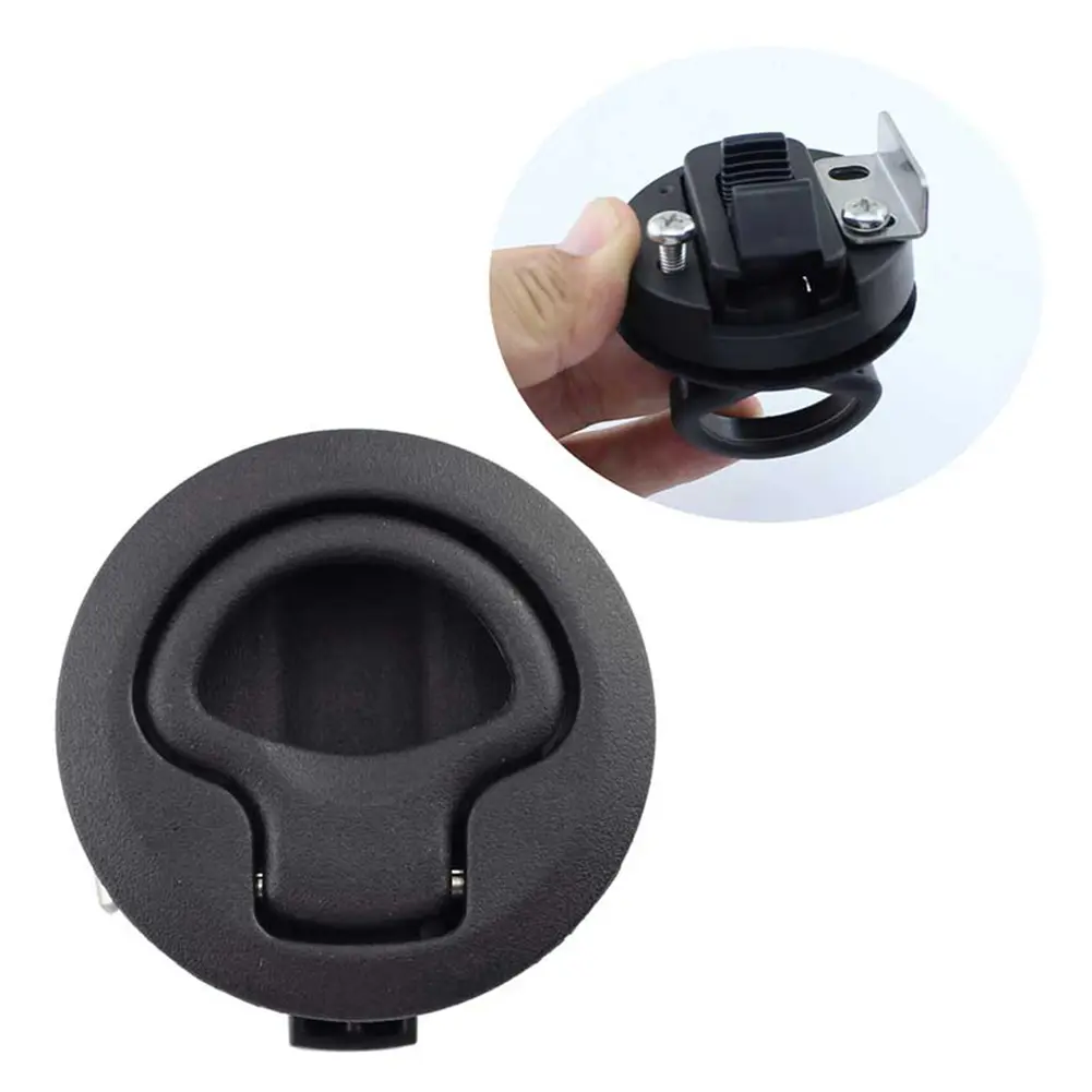 1-20PCS Round Flush Pull Slam Latch Marine Deck Locker Lock Flush Black Plastic Handle Lock For RV Boat Universal Accessories