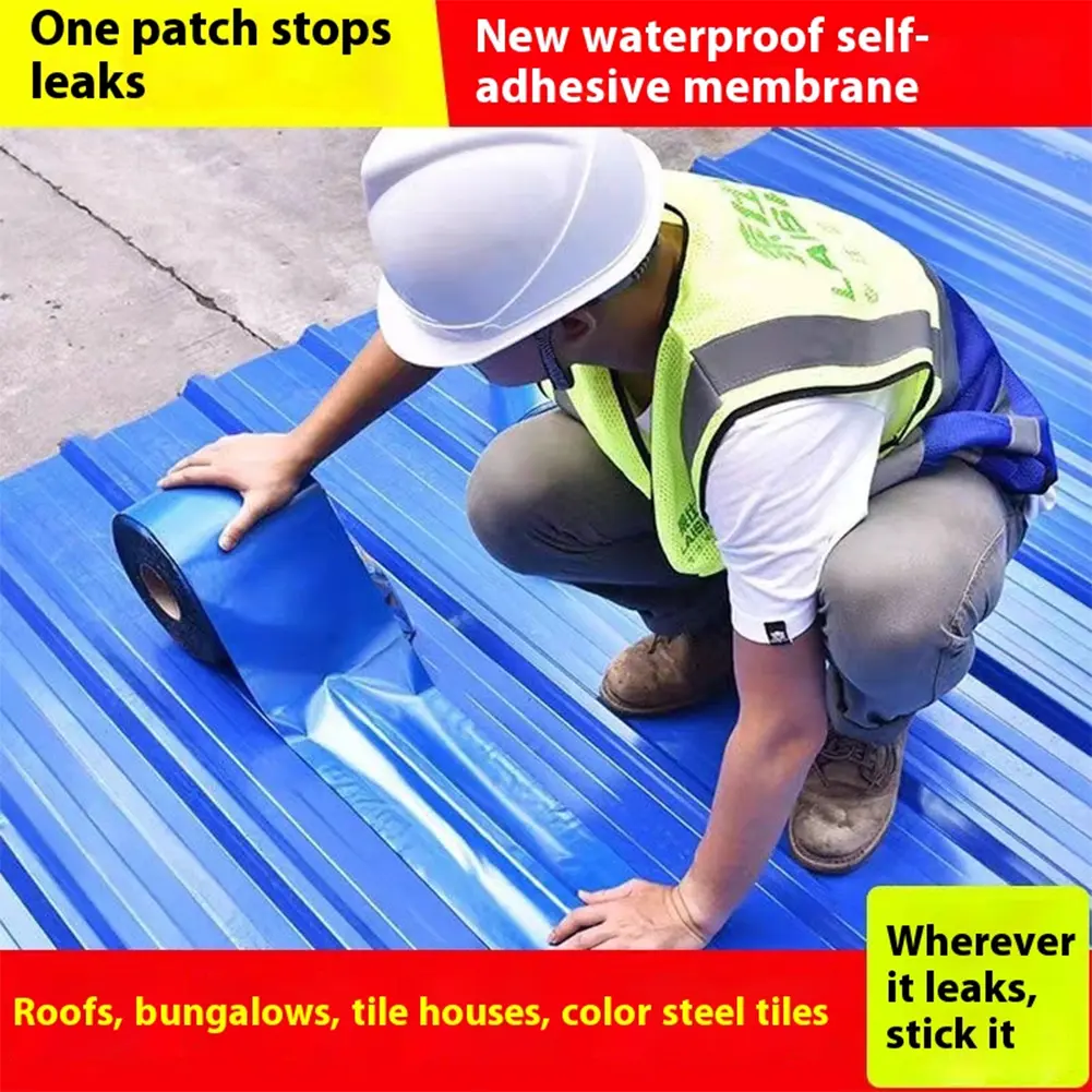 Roof Waterproof Tape Strong Adhesion Roof Leak Repair Tape 10M Heat Insulated Sealing Tape Self-Adhesive Tape for Roof Repairing
