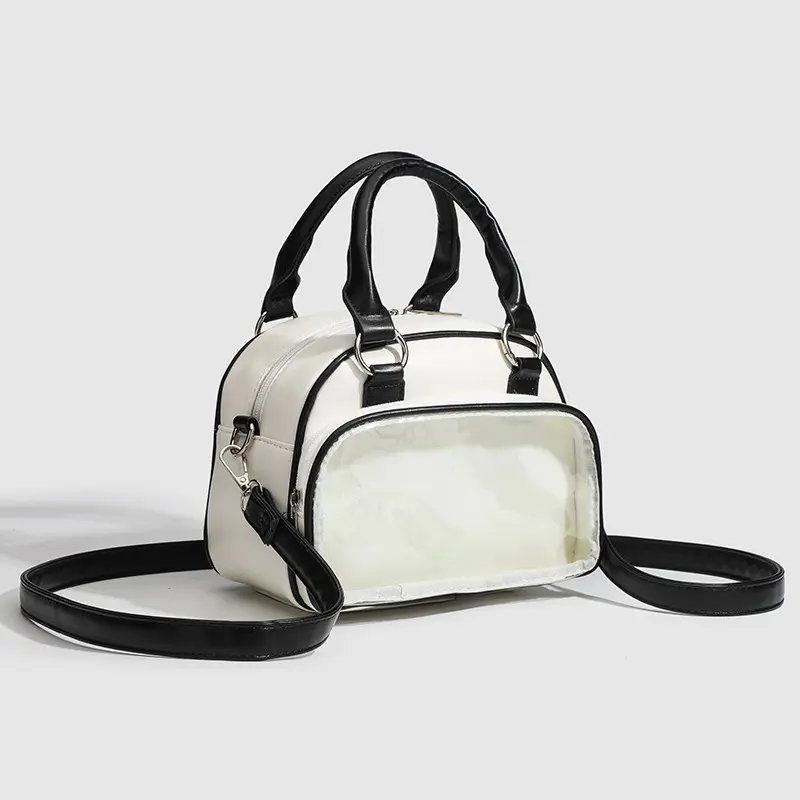 Women Mini Pu Handbag Transparent Pockets Small Crossbody Bag All-matched Female Commute Messenger Packs Lady Shoulder Bag