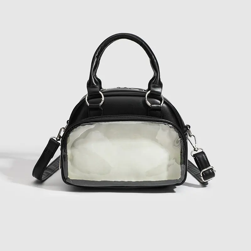 Women Mini Pu Handbag Transparent Pockets Small Crossbody Bag All-matched Female Commute Messenger Packs Lady Shoulder Bag