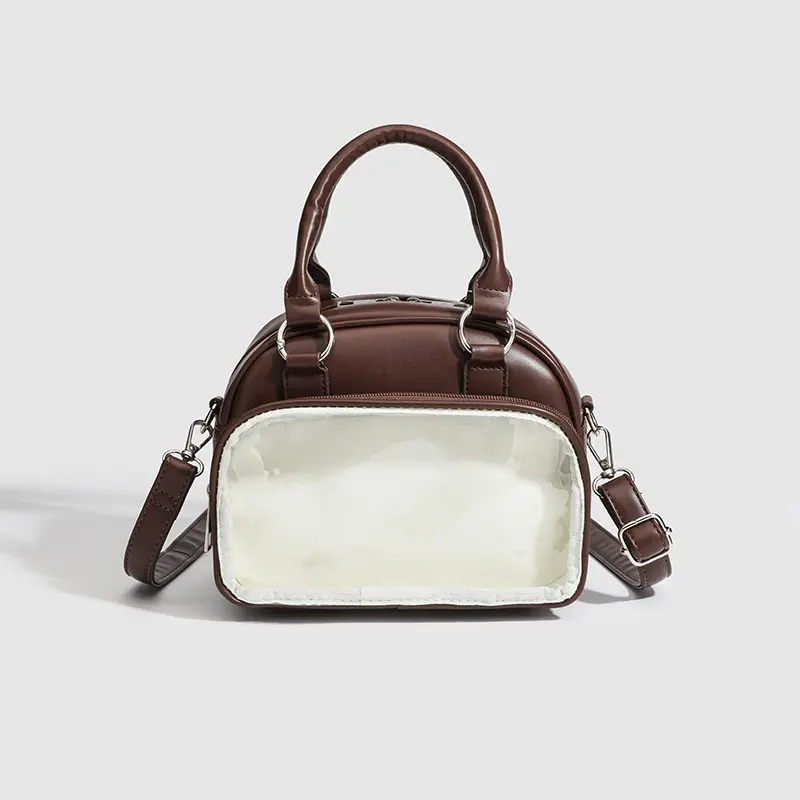 Women Mini Pu Handbag Transparent Pockets Small Crossbody Bag All-matched Female Commute Messenger Packs Lady Shoulder Bag