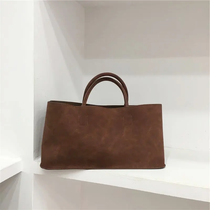 Elegant Women Suede Tote Bags Solid Large Capacity Female Commute Composite Handbag Lady Versatile Shoulder Packs 2024 New