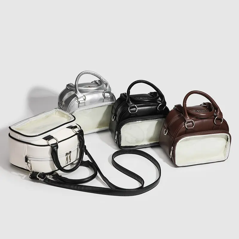 Women Mini Pu Handbag Transparent Pockets Small Crossbody Bag All-matched Female Commute Messenger Packs Lady Shoulder Bag
