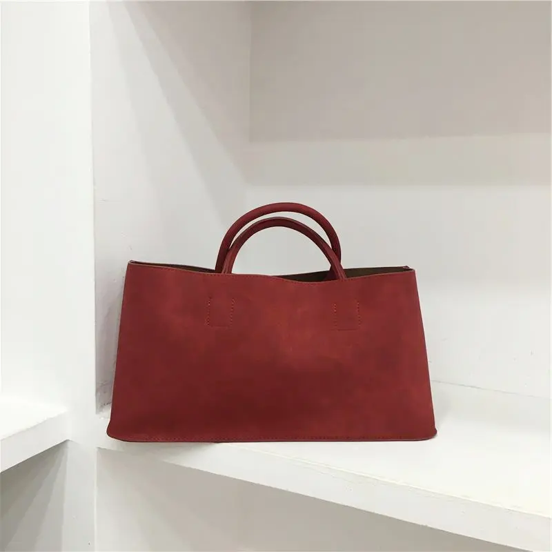 Elegant Women Suede Tote Bags Solid Large Capacity Female Commute Composite Handbag Lady Versatile Shoulder Packs 2024 New