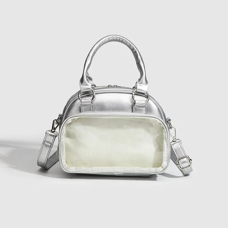 Women Mini Pu Handbag Transparent Pockets Small Crossbody Bag All-matched Female Commute Messenger Packs Lady Shoulder Bag