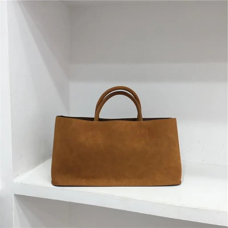 Elegant Women Suede Tote Bags Solid Large Capacity Female Commute Composite Handbag Lady Versatile Shoulder Packs 2024 New