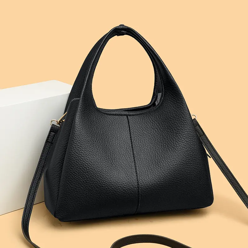 Women Retro Handbags Solid Pu Leather Casual Handle Bags Large Capacity Female Commute Crossbody Shoulder Pack Lady Underarm Bag