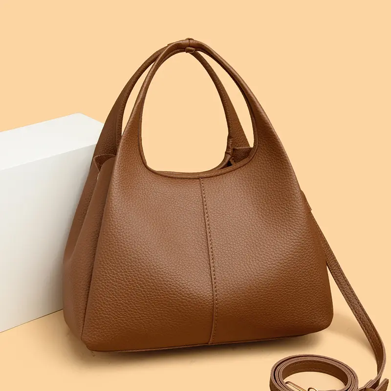 Women Retro Handbags Solid Pu Leather Casual Handle Bags Large Capacity Female Commute Crossbody Shoulder Pack Lady Underarm Bag