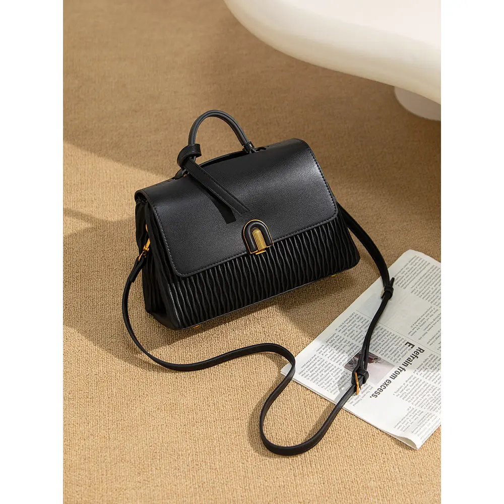 Textured Women Handbags Solid Pu Leather Commute Handle Packs Soft Large Capacity Casual Crossbody Packs Lady Shoulder Bags 2024