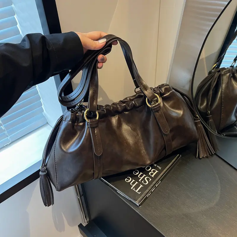 Women Pu Handbag Solid Large Capacity Casual Tote Bags Soft Designer Casual Commute Underarm Pack Lady Versatile Shoudler Purses