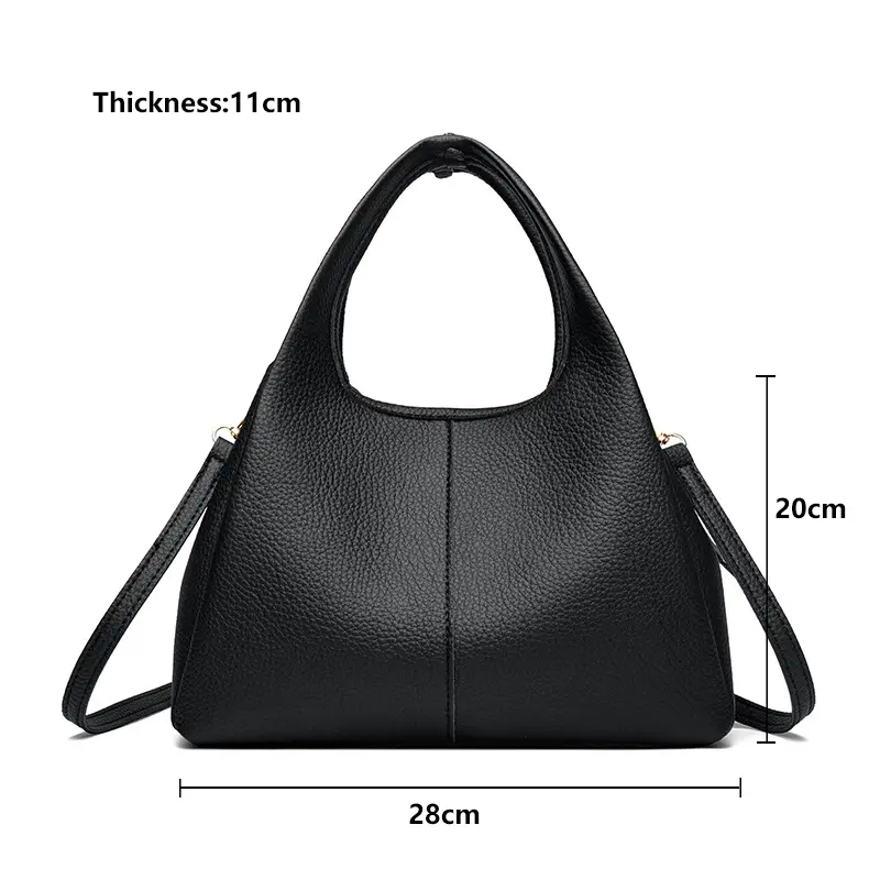 Women Retro Handbags Solid Pu Leather Casual Handle Bags Large Capacity Female Commute Crossbody Shoulder Pack Lady Underarm Bag