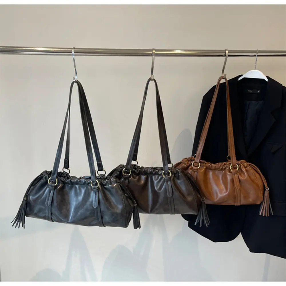 Women Pu Handbag Solid Large Capacity Casual Tote Bags Soft Designer Casual Commute Underarm Pack Lady Versatile Shoudler Purses