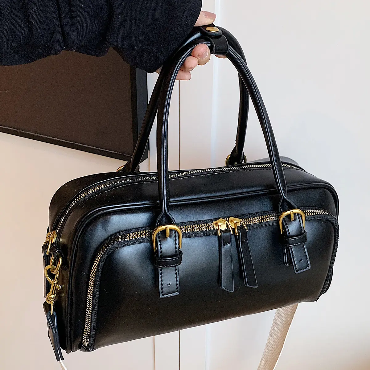 Vintage Handbags for Women Solid Pu Leather Tote Bags Large Capacity Female Commute Wide Strap Crossbody Packs 2024 New